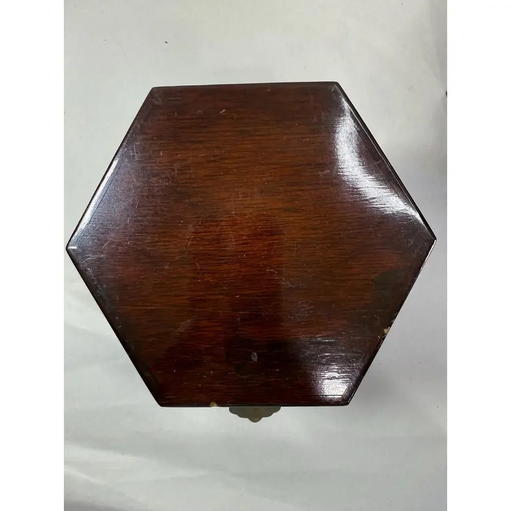 Vintage Chinese Hexagonal Lacquer Wood Boxes Set of 2, Brass Hardware, Green